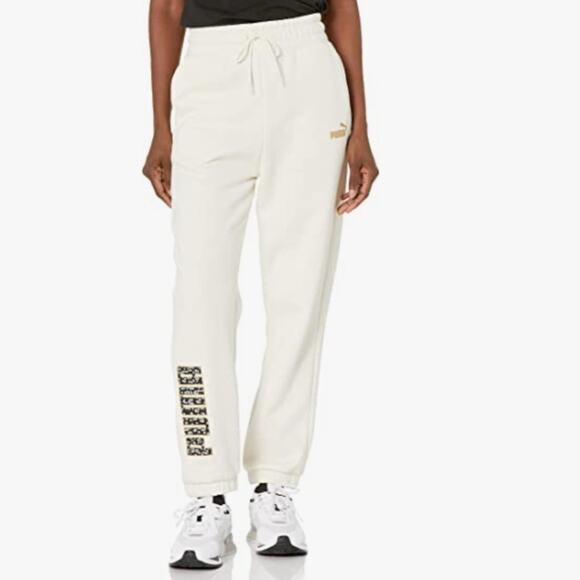 NWT PUMA Winterized Relaxed Fit Sweatpants Joggers Animal Print Logo Women XL - Picture 1 of 5
